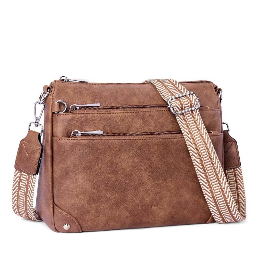 Medium PU Leather Crossbody Bag with RFID & Adjustable Strap